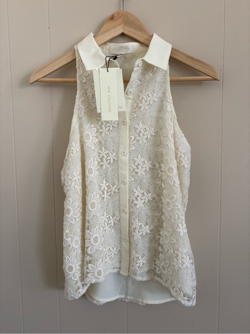 MM Couture by Miss Me Ivory Lace halter sleeveless top